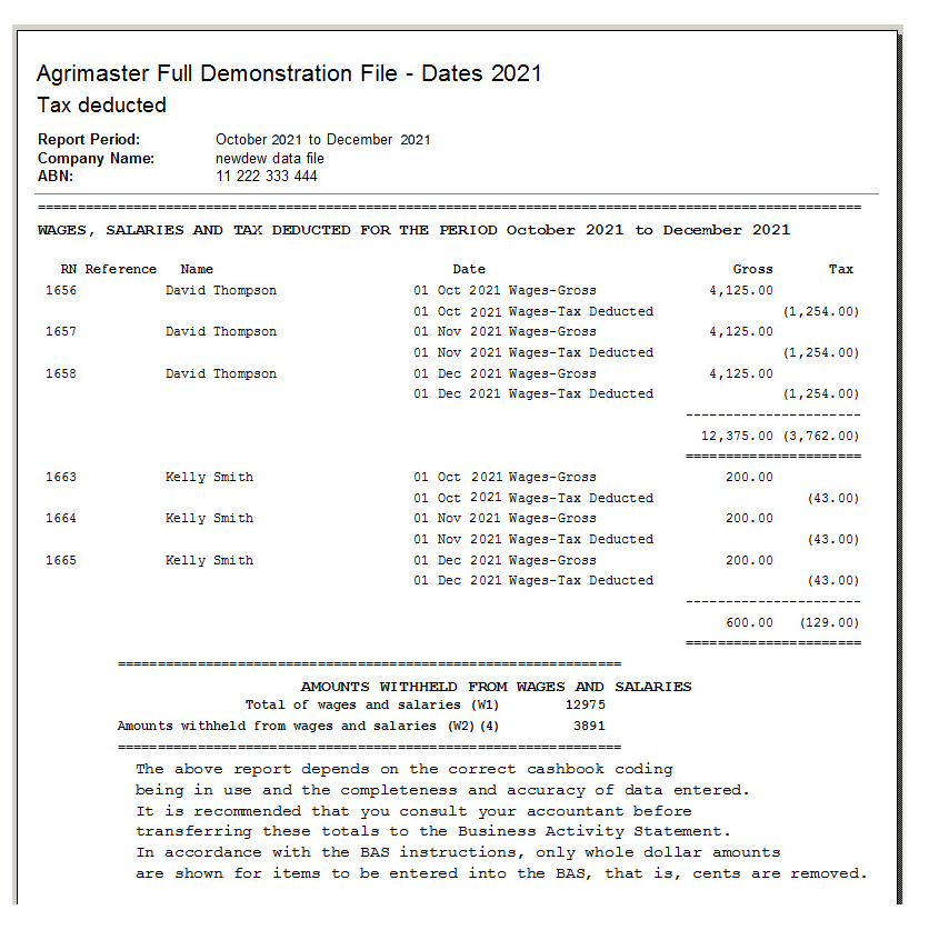 Prepare The Wages Tax Deductions Report Agrimaster Prepare The Wages Tax Deductions Report Agrimaster